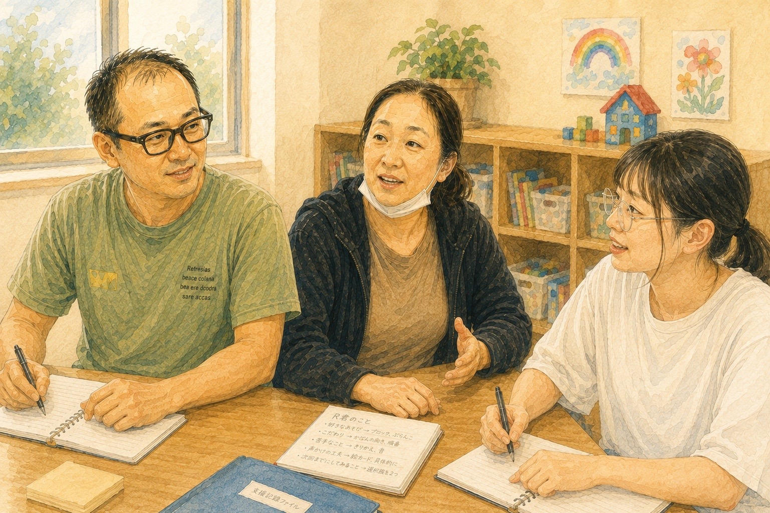 職員同士が自然に話している様子