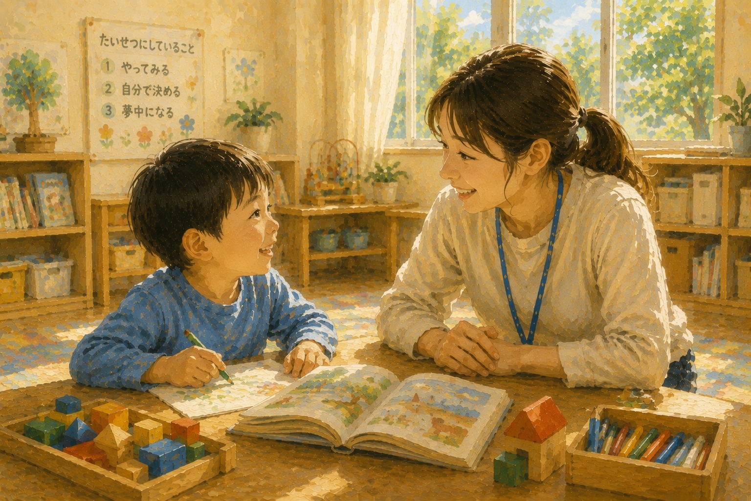 職員が子どもとじっくり向き合っている様子