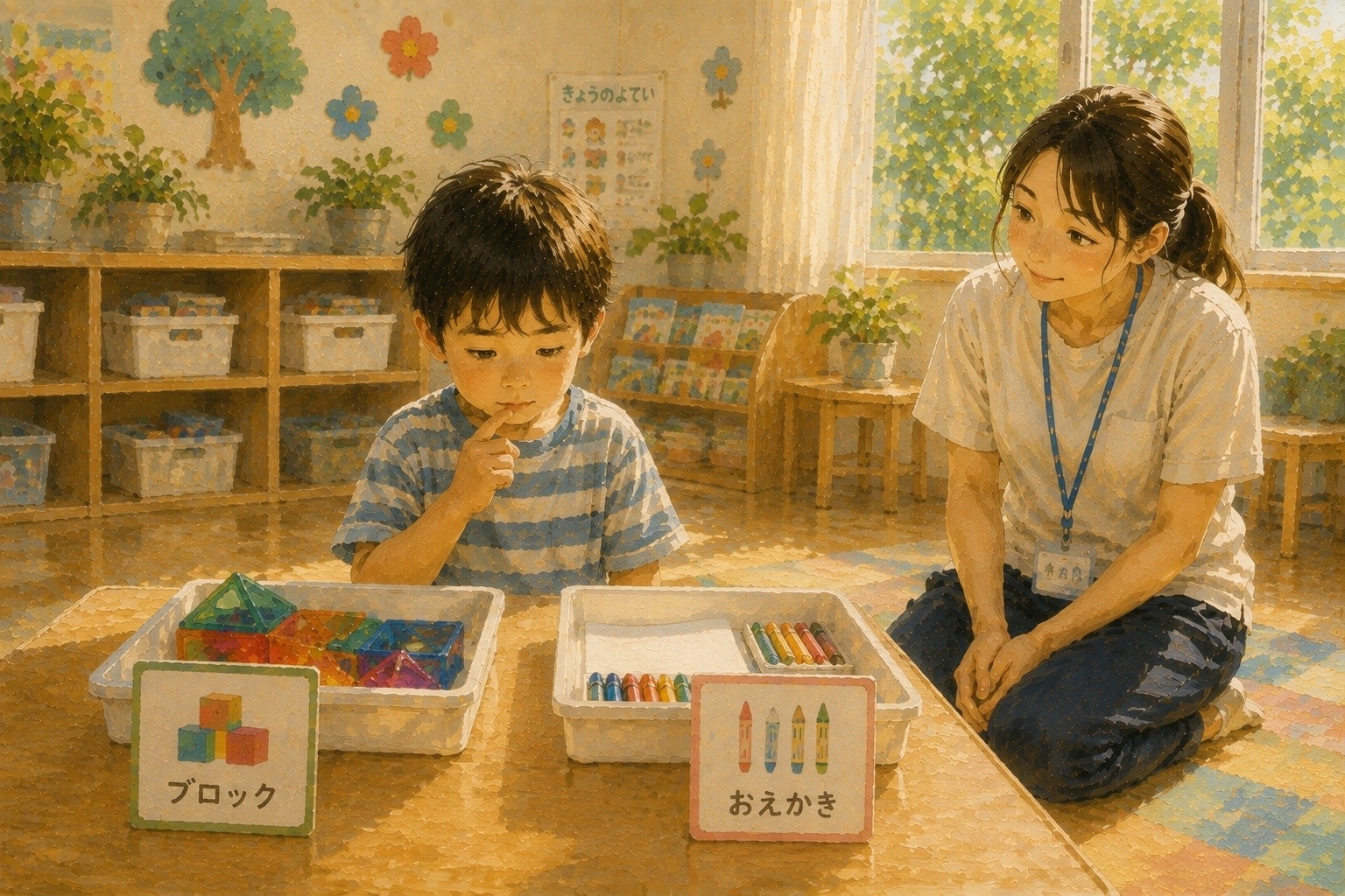 子どもが自分で活動やおもちゃを選んでいる様子